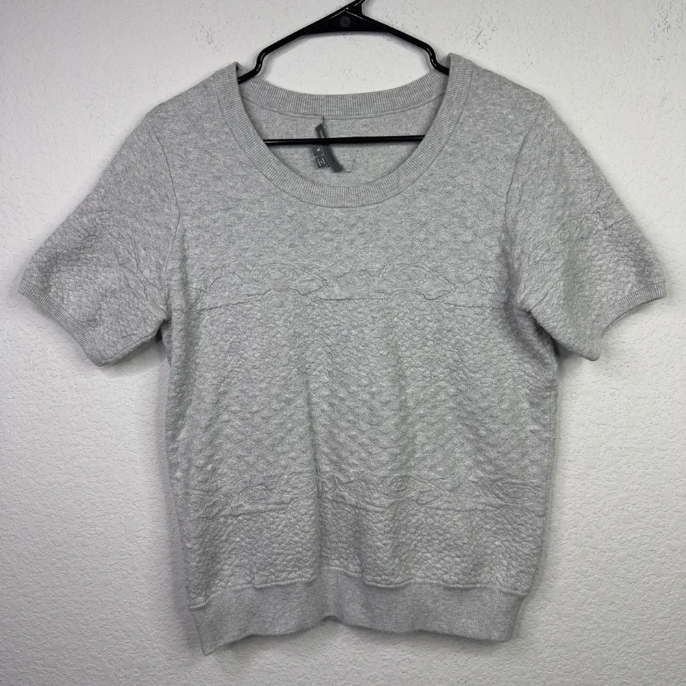 Vince Sweater Womens S Gray‎ Quilted Short Sleeve Quiet Luxury Minimalist Casual